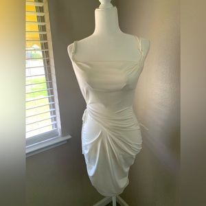 “Forever 21” white cut-out drawstring dress